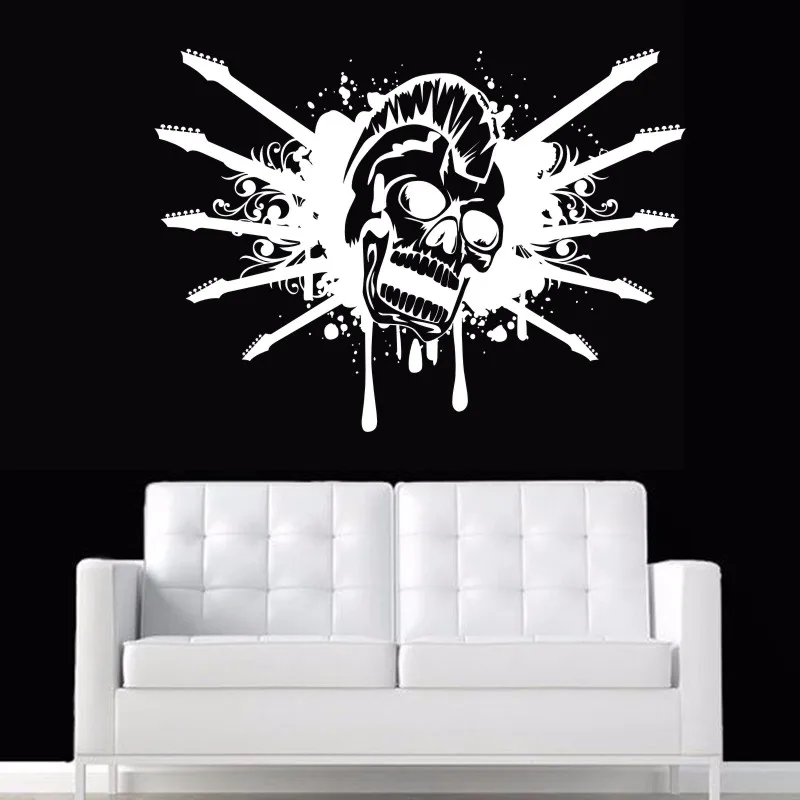 Guitar Skull Soldier Sticker Punk Death Decal Devil Name Car Art Wall Decals Decor Mural Music Rock | Дом и сад