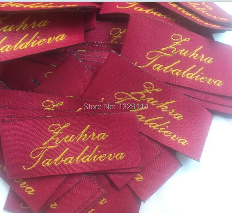 Под заказ сложенные золотые шрифты тканые этикетки для одежды 60 мм * 20 | Дом и сад