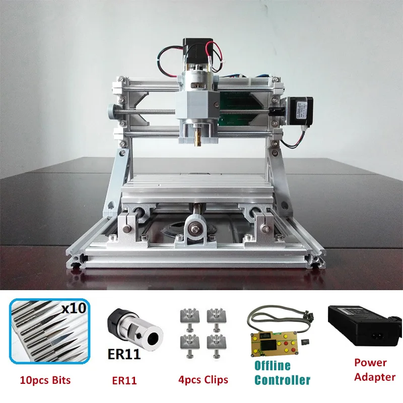 Add Offline control CNC1610 фрезерный станок для лазерной гравировки лазерный гравер ER11 GRBL хобби машина 110 В 220 В для дерева PCB ПВХ мини фрезерный станок с ЧПУ стол - Цвет: Add Offline control