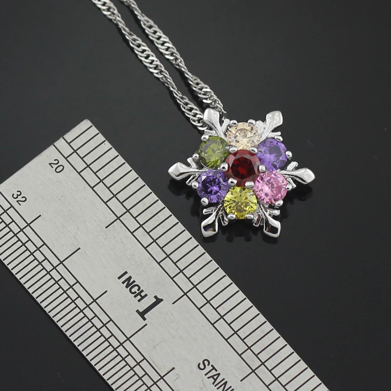 HAIMIS Multi Color Silver Jewelry Sets For Wome With Chain Pendant Earrings Wedding T012M | Украшения и аксессуары