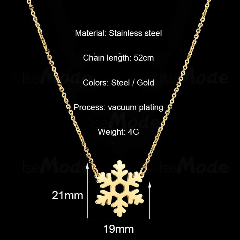 Модные ожерелья ELSEMODE с подвесками в виде снега зимней снежинки из нержавеющей