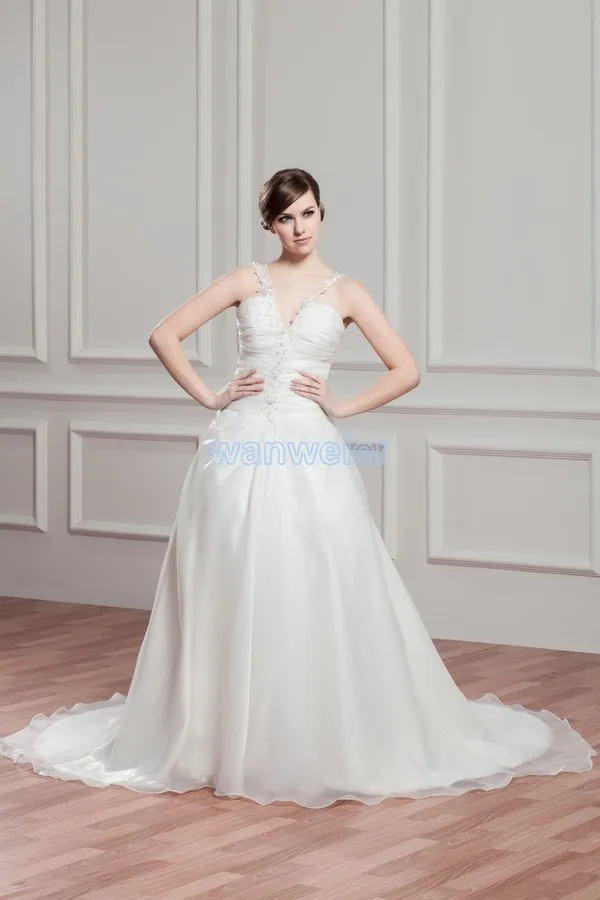 free shipping 2016 new design casual dress white train custom size/color for a holiday bridal gown glamour wedding dresses | Свадьбы и