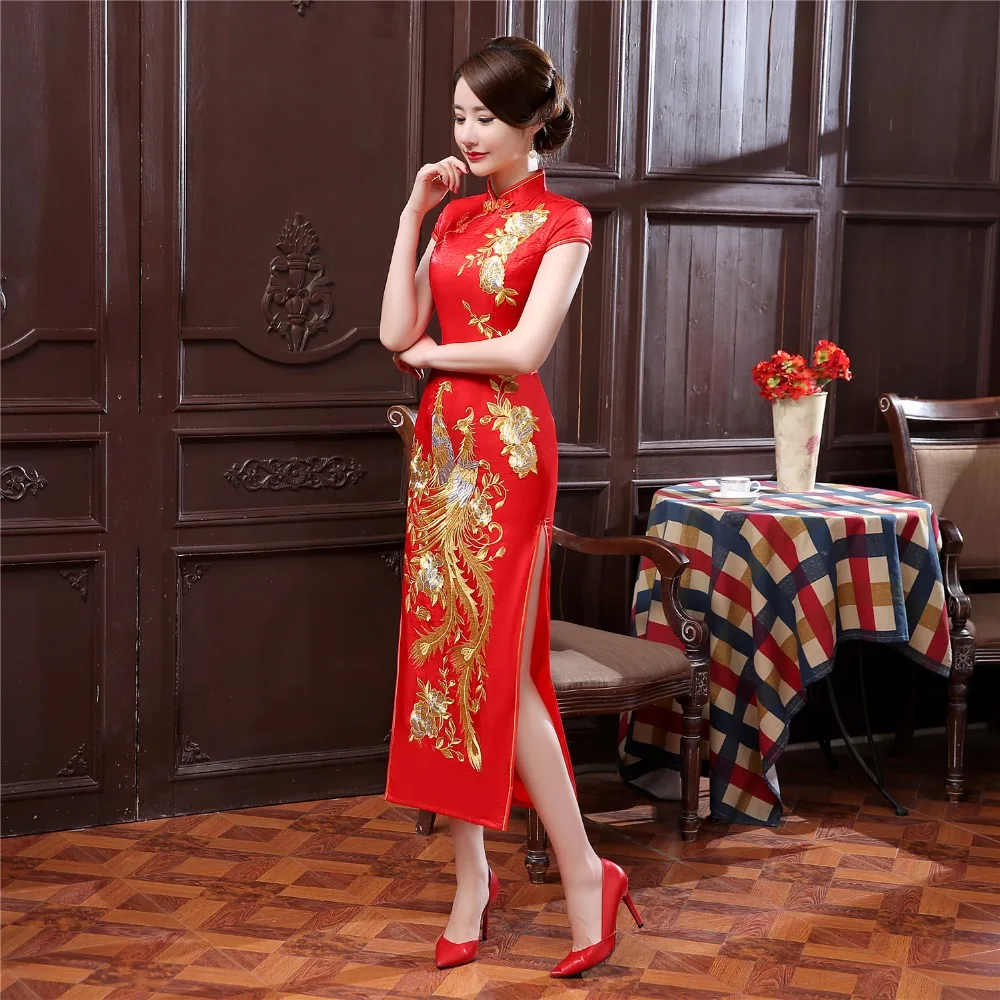 Шанхай история Феникс Вышивка восточные стильные платья Qipao женское