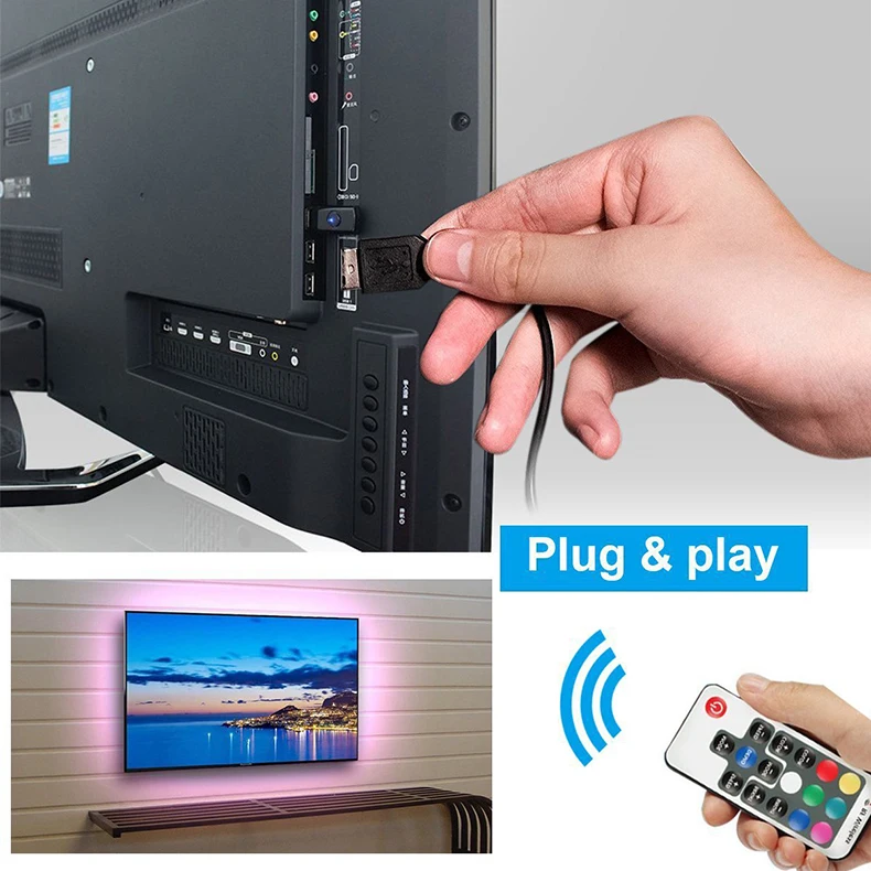 USB 5 в RGB Светодиодная лента 5050 ТВ фон Bluetooth светодиодный управления освещением 50