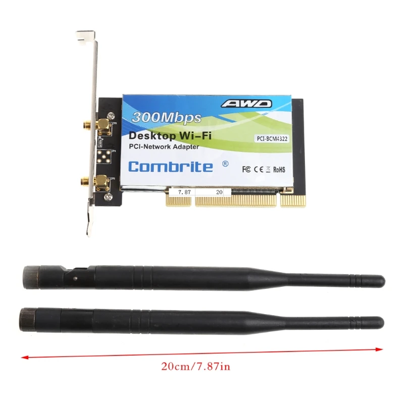 Высокое качество BCM4322 300 Мбит/с 2,4G беспроводной WLAN wifi PCI-E карта настольный адаптер с 6dBi wifi антенна высокая скорость