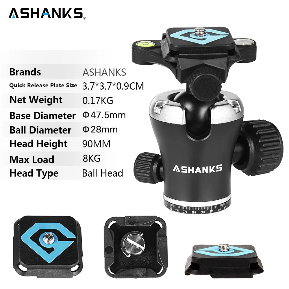 Профессиональный портативный дорожный алюминиевый штатив ASHANKS с шаровой