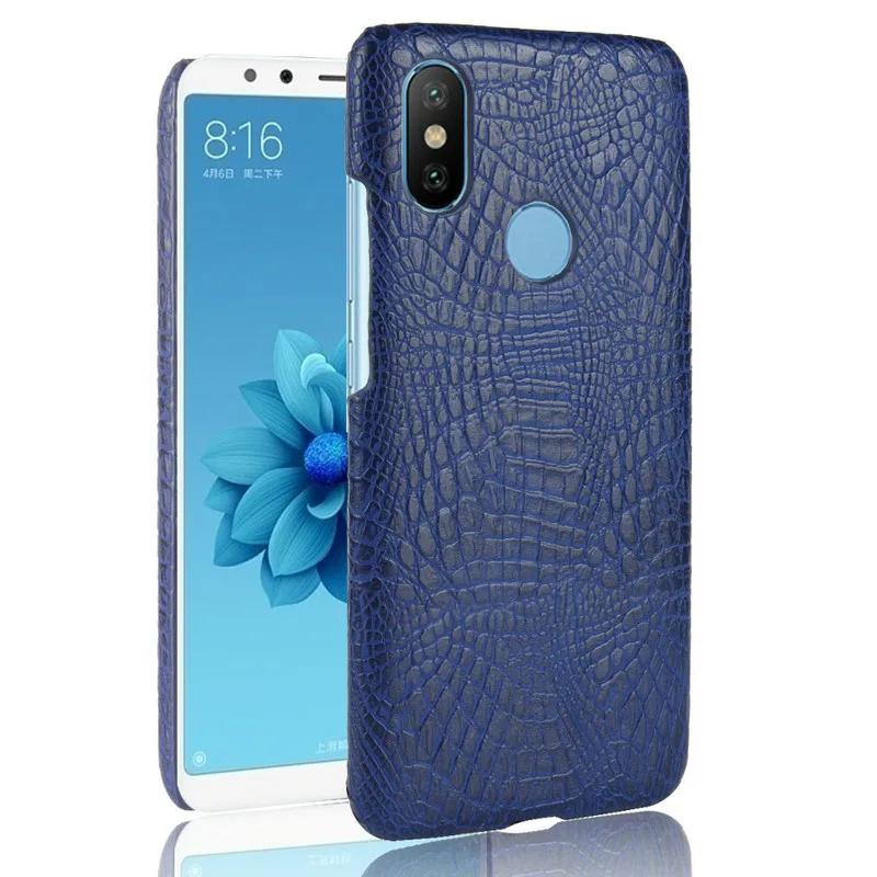 Роскошные крокодиловой кожи Pattern Жесткий PC Обложка для Xiaomi Mi A2 Lite Защитный