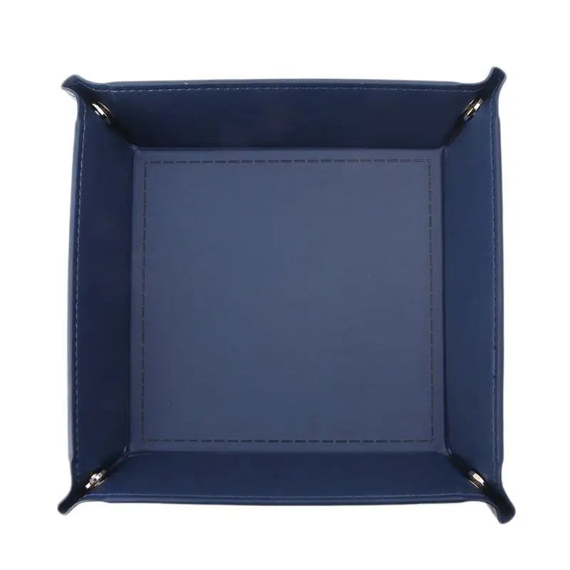 

Foldable Desktop Storage Box PU Leather Quadrilateral Tray DND Dice Key Coin Box