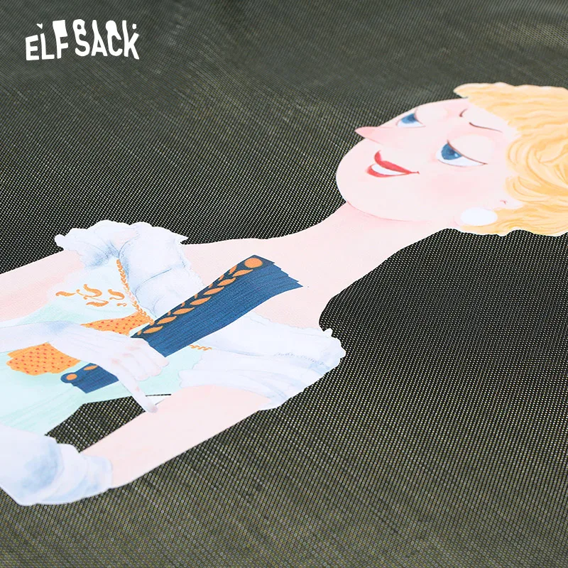 ELFSACK повседневные женские топы с мультяшным принтом винтажные свободные