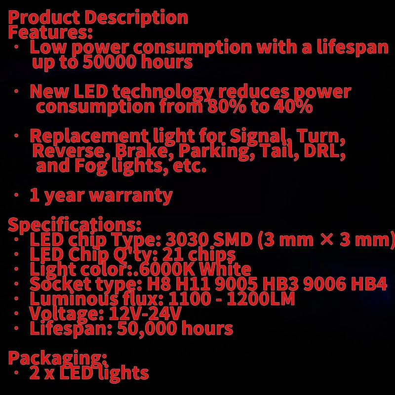 2 шт. H8 H11 Led HB4 9006 HB3 9005 Противотуманные фары лампы 1200LM 6000K белый автомобиль дальнего света автоматические светодиоды 12 в 24 В