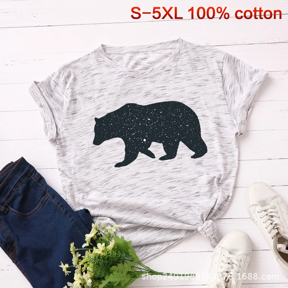 SINGRAIN Polar Bear, футболка с принтом, Женская Повседневная хлопковая футболка, S-5XL, базовые Топы с животными, яркие цвета, негабаритные летние футболки с рисунком