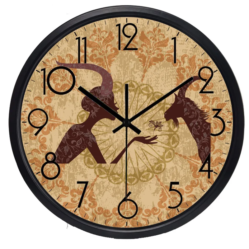 

European Goat Retro Wall Clock Living Room Vintage Clock