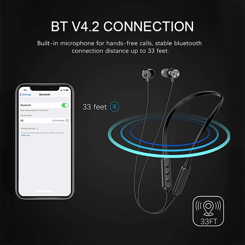 Mpow 3D Hi Fi стерео спортивные наушники вкладыши с шумоподавлением Магнитная Шейная