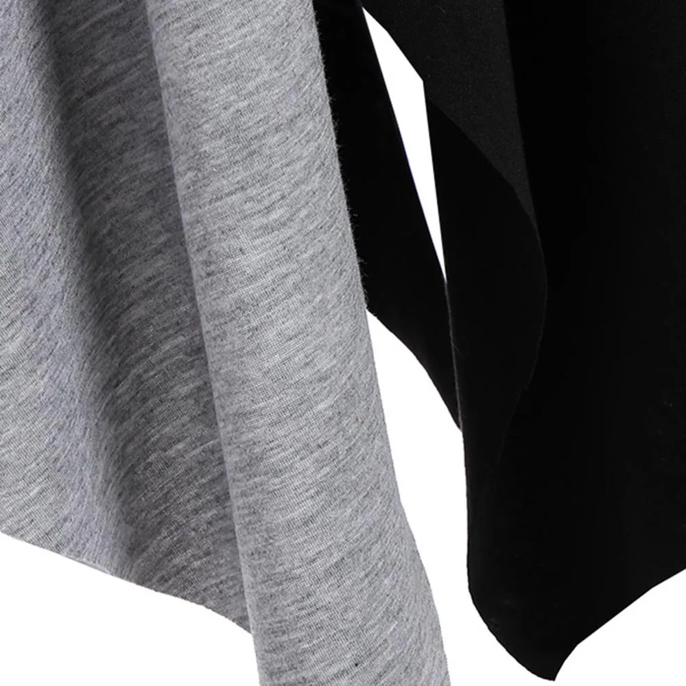 Большие размеры Модные женские повседневные Длинные рукава прошитый Подол