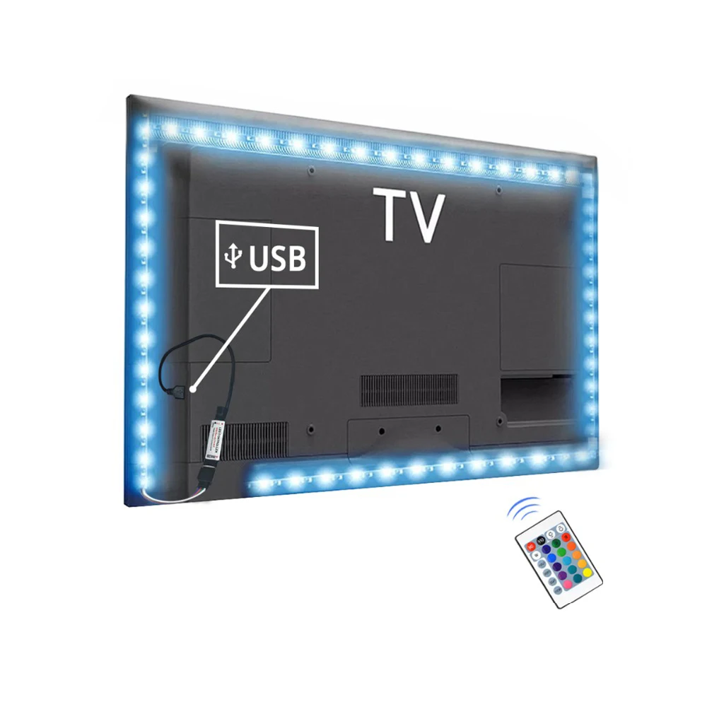 RGB светильник для ТВ, задний светильник для 1 м, 2 м, 3 м, 4 м, 5 м, светодиодный светильник для шкафа, шкафа, светодиодный диодный ТВ фоновый светильник ing