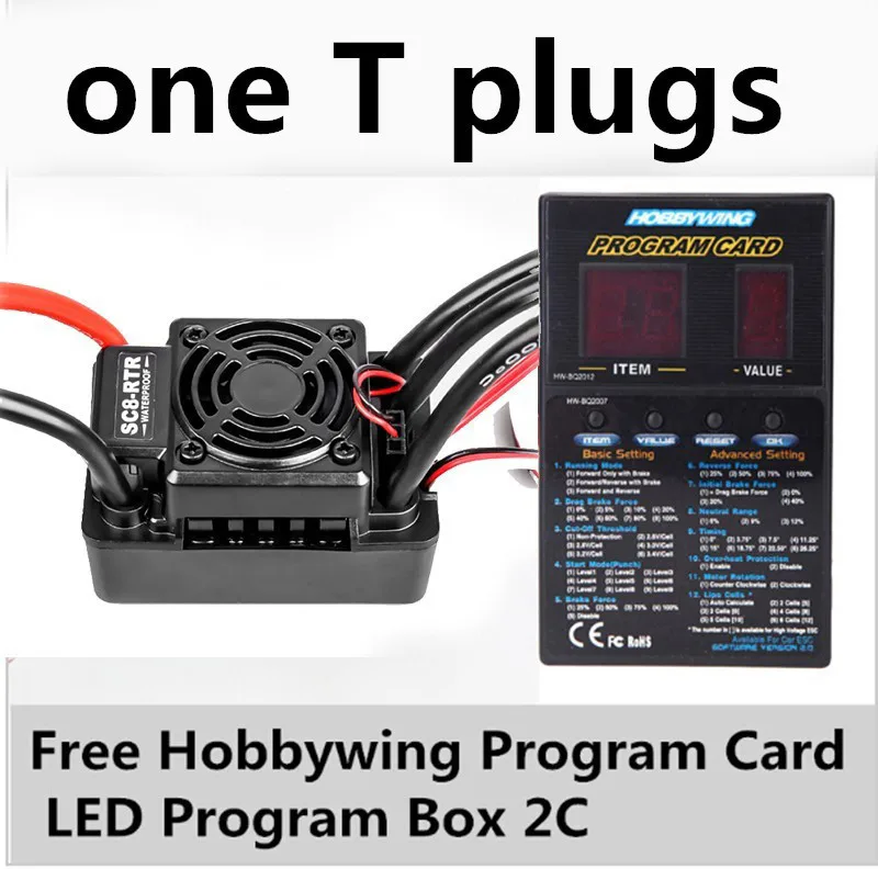one T plugs Hobbywing EZRUN водонепроницаемый WP SC8 120A RTR контроллер скорости ESC Карта светодиодный блок программы для rc грузовик бесщеточный автомобильный двигатель - Цвет: one T plugs