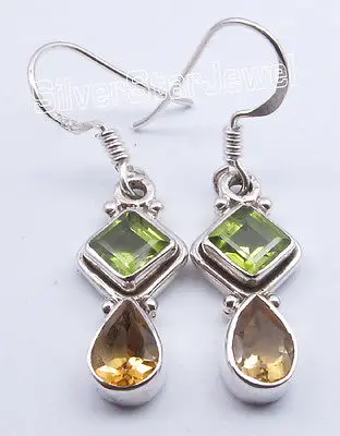 Chanti International PERIDOT & Citriness 2 камни висячие серьги 3 5 см 8 граммов|dangle earrings|earrings danglecitrine