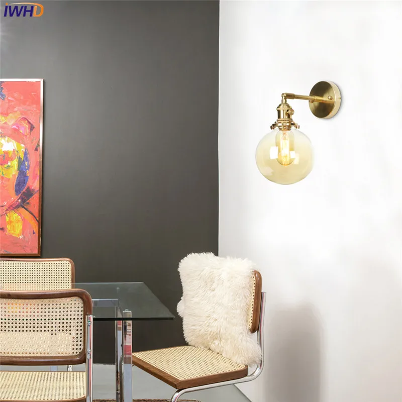 IWHD медный скандинавский светодиодный настенный современная лампа Wandlamp светодиодный светильник для спальни настенный светильник Industiral туалетный светильник аппликация Мураль светильник