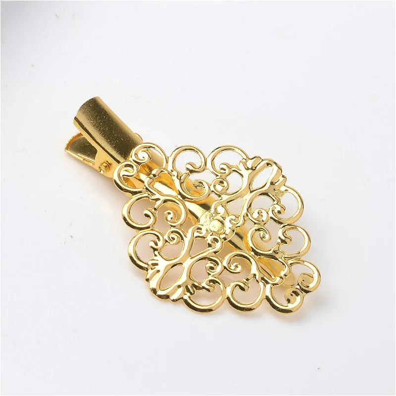 18k gold color 10 шт./лот, модная шпилька для волос из сплава металлов, заколка для волос, для студентов средней школы, шпильки с полым цветком, шпильки для волос, украшения для волос, аксессуары - Окраска металла: 18k gold color