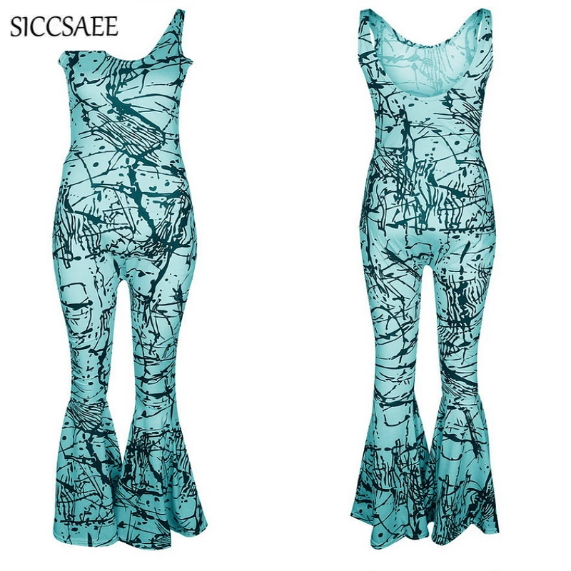 Tie Dye с открытой спиной женские комбинезон клеш брюки пикантные Одна деталь
