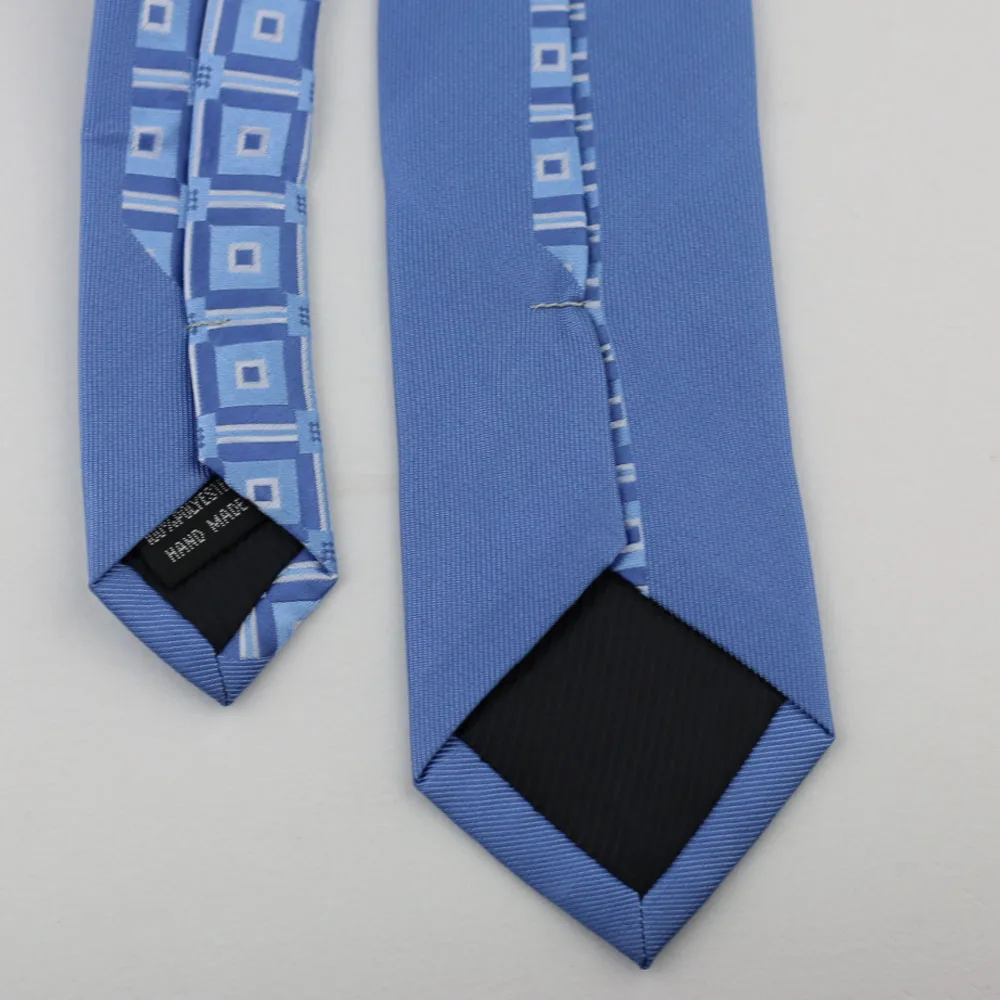 Мужские галстуки облегающие Галстуки небесно-синего цвета с белыми полосками из