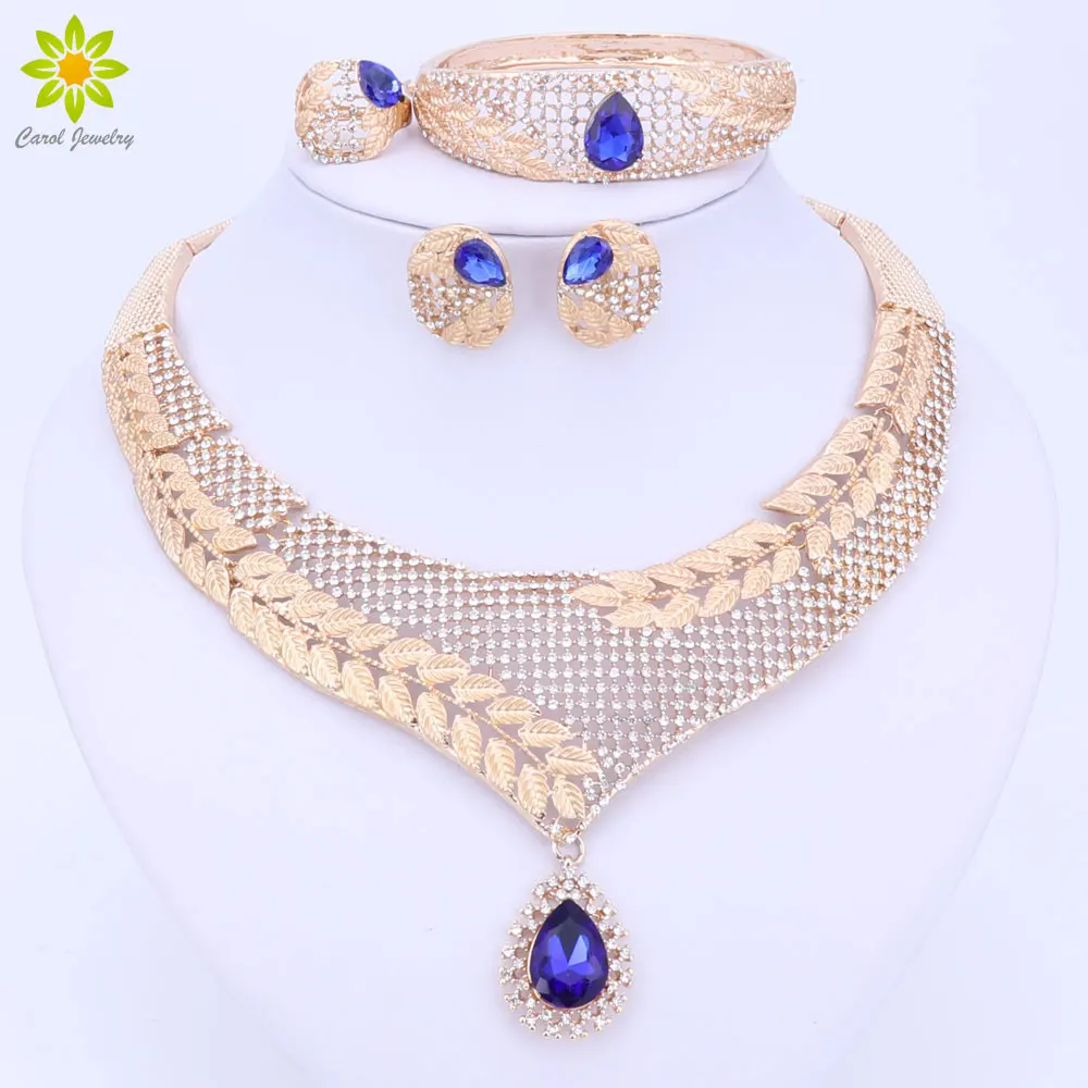 Дубай кристалл ювелирный набор роскошный золотой цвет большой нигерийский