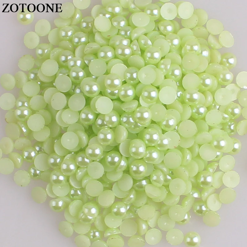 

ZOTOONE Flatback Light Green Nail Art Rhinestones for Phone DIY Glue On ABS Resin Half Pearl Craft Stones And Crystals Applique