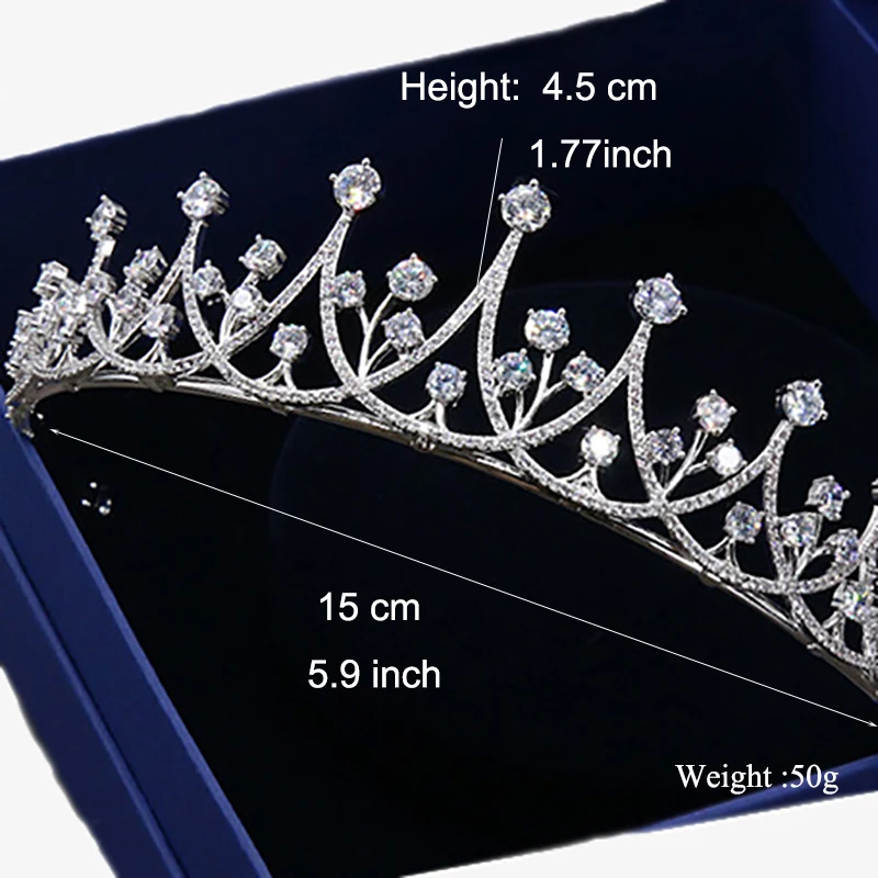 Роскошные свадебные аксессуары для волос Couronne De Mariage с кубическим цирконием Диадемы Корона женские модные свадебные украшения для волос