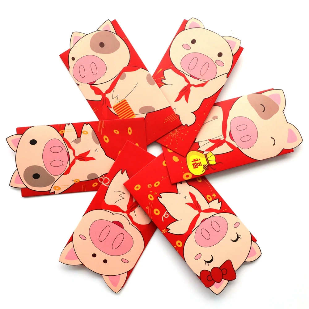 Сердце Луна 2019 новый год Свинья красный бумажный конверт для китайского