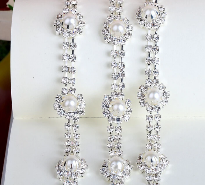 5 ярдов/лот Прозрачный блестящий кристалл жемчуг горный хрусталь свадебная