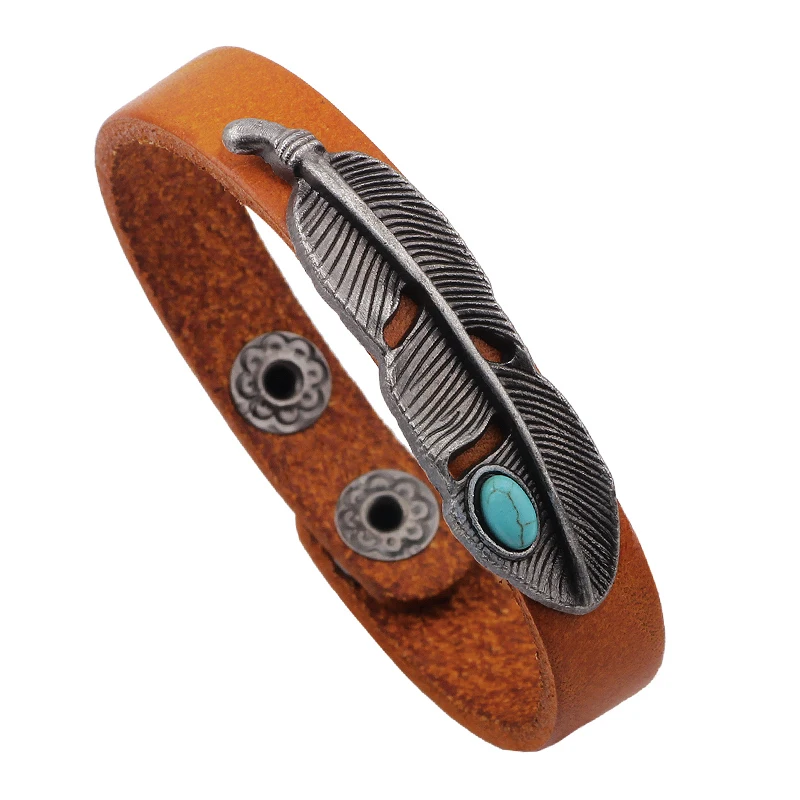 Горячая новинка модный винтажный браслет с искусственными перьями из сплава для