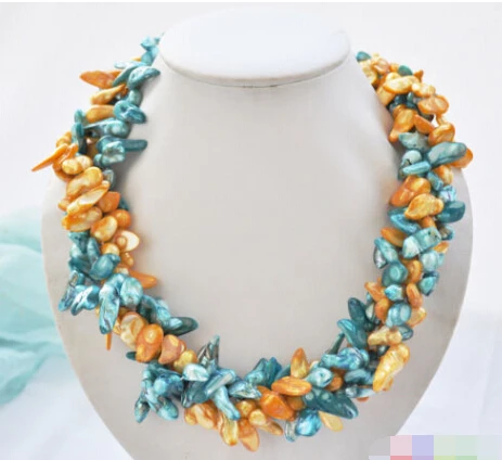 

CB72 красивый 2 шт 48 "20 мм желтый синий барочный хвост пресноводный жемчуг ожерелье