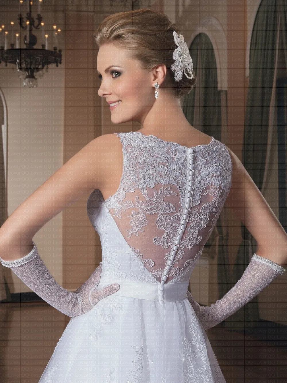 

2019 Boat Neck A-Line With Belt Tank Detachable Train Lace Wedding Dress Wedding Gowns Custom-made Vestido De Noiva