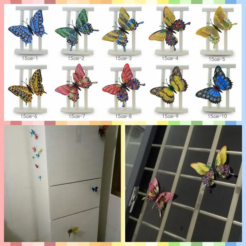 

Freeshipping Large Size 3D Lifelike Butterfly Fridge Magnet 5pcs/lot home wall cabinet office car decoration party supply gifts