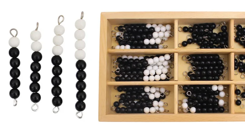 

New Wooden Baby Toy Mathematics teaching aids black and white beaded stick Early Educational Toy