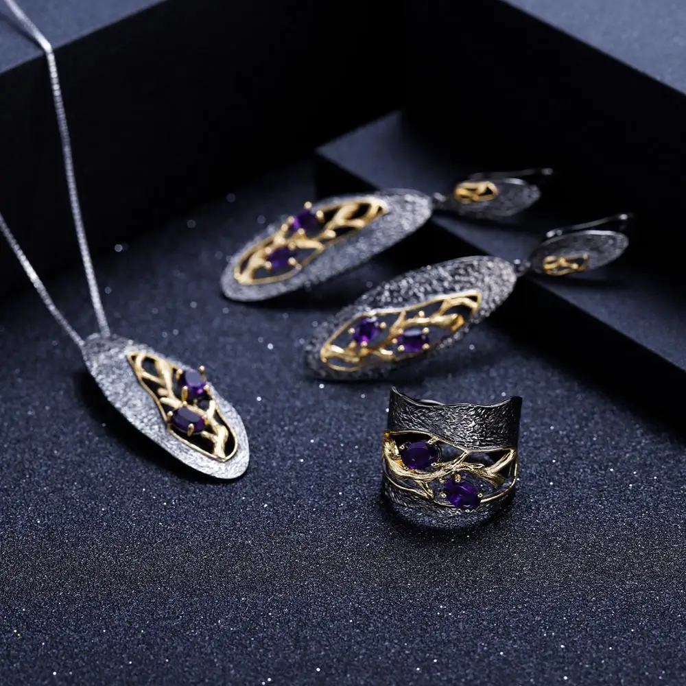 GEM'S BALLET 1.26Ct натуральный родолит Гранат 925 серебро ручной работы филиал Висячие серьги для женщин ювелирные украшения