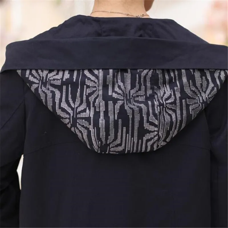 

Middle-aged Hooded Coat Female Spring Long-sleeved Women's Windbreaker 2018 New Autumn Plus Size Leisure Jacket Outerwear A0428