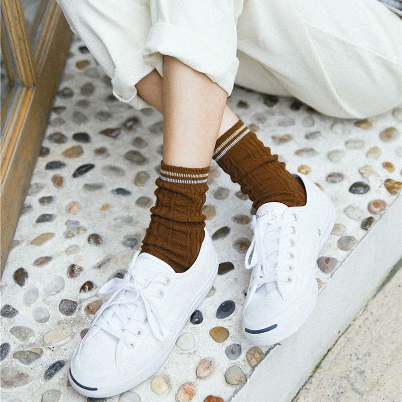 6 пар в партии Классические хлопковые полосатые носки искусство винтажном стиле