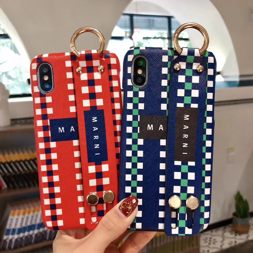 Fashion Phone Case Cover for iPhone X XS Max Luxury Brand 7 8 6 Plus Wrist strap Hard |
