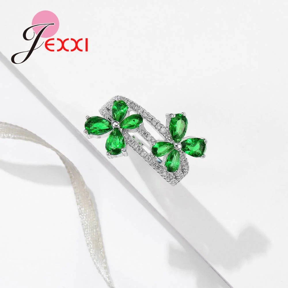 Sweet Lovely Girl Gift Ring 925 Sterling Silver Two Flower Shape Cubic Zircon Women Wedding Engagement Dance Party Jewelry | Украшения и