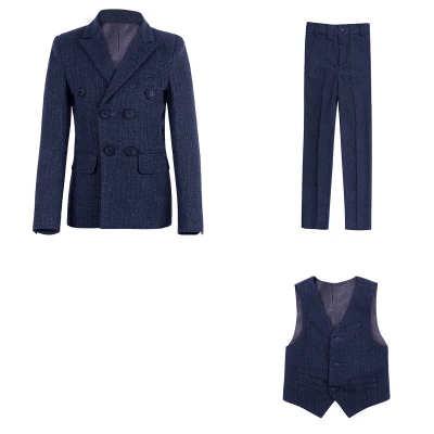 Высококачественный Свадебный костюм для мальчиков темно синий свадебный в