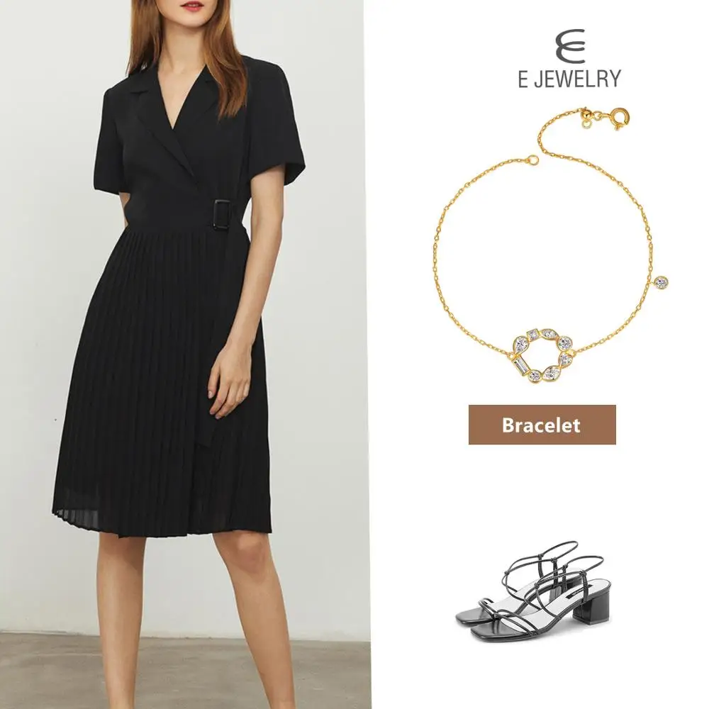 E Jewellry 925 Sterling Silver Bracelets for Women 18K Gold Plated Hollow Round Chain Link Bracelet Brand Design Fashion