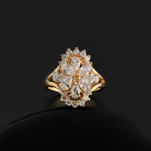 Золотое кольцо Loved Цветочные Обручальные кольца с Подлинная элемент SWA Модные