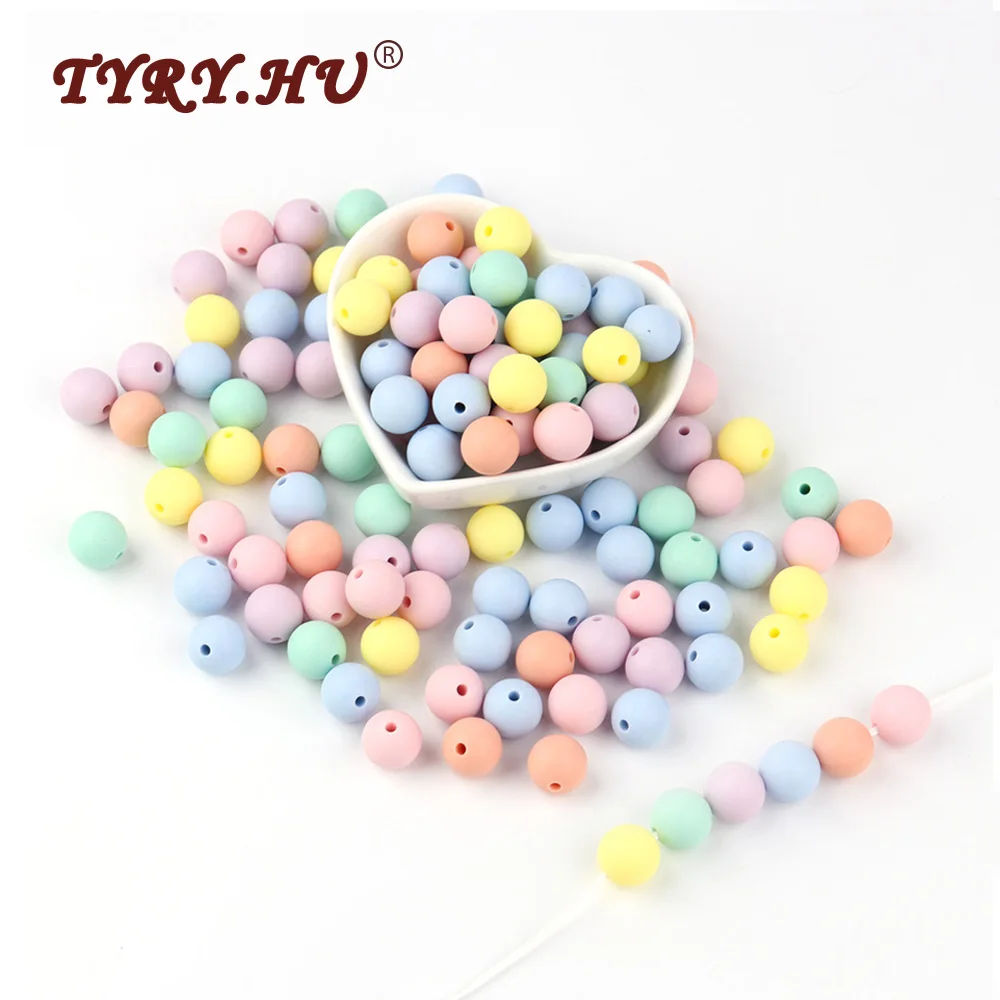 

TYRY.HU 30Pcs Round Silicone Beads BPA Free Baby Teethers Baby Teething Beads 9mm/12mm/15mm For Infants Nursing Necklace Making