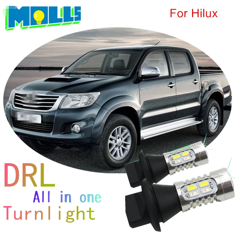 

Molls led Py21w Bau15s 1156 150degree car light DRL Daytime Running Light Front Turn Signal all in one for Toyota Hilux