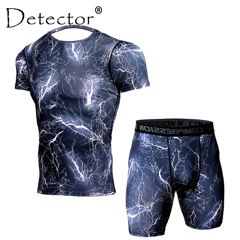 Мужская компрессионная рубашка и шорты Detector комплект спортивной одежды для