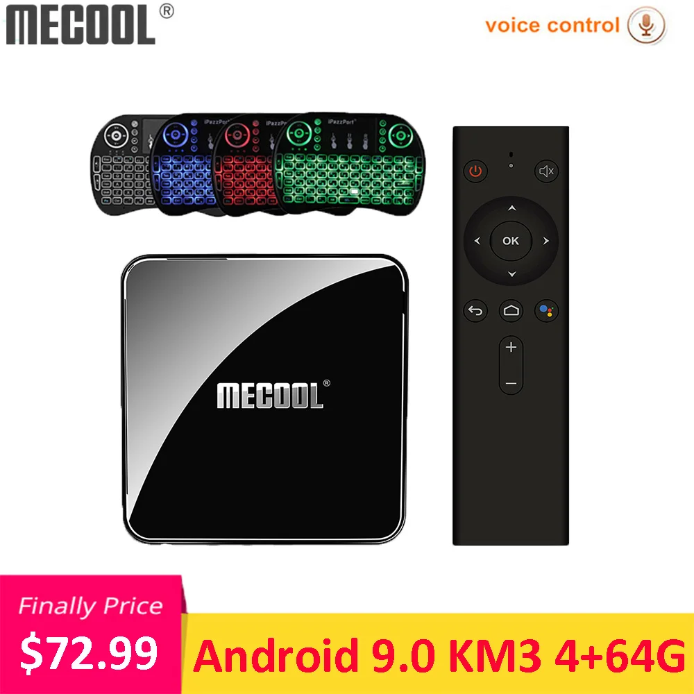 Умная ТВ приставка MECOOL KM3 Android 9 0 Amlogic S905X2 4 Гб DDR4 64 ROM Голосовое управление 2 4G/5G WiFi