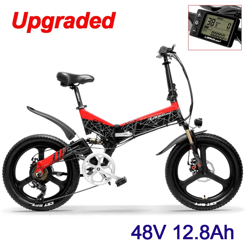UP BKRD 48V 12.8Ah 7 скоростей 20 дюймов складной горный велосипед Ebike сильная мощность 10.4Ah/12.8Ah/14.5Ah литиевая батарея интегрированное колесо 5 уровень Педаль Помощь - Цвет: UP BKRD 48V 12.8Ah