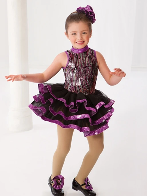 

2018 New Children's Dance Costumes Girls Ballet Skirt Costumes Stage Performance Apparel Dress+ Headwear B-2379