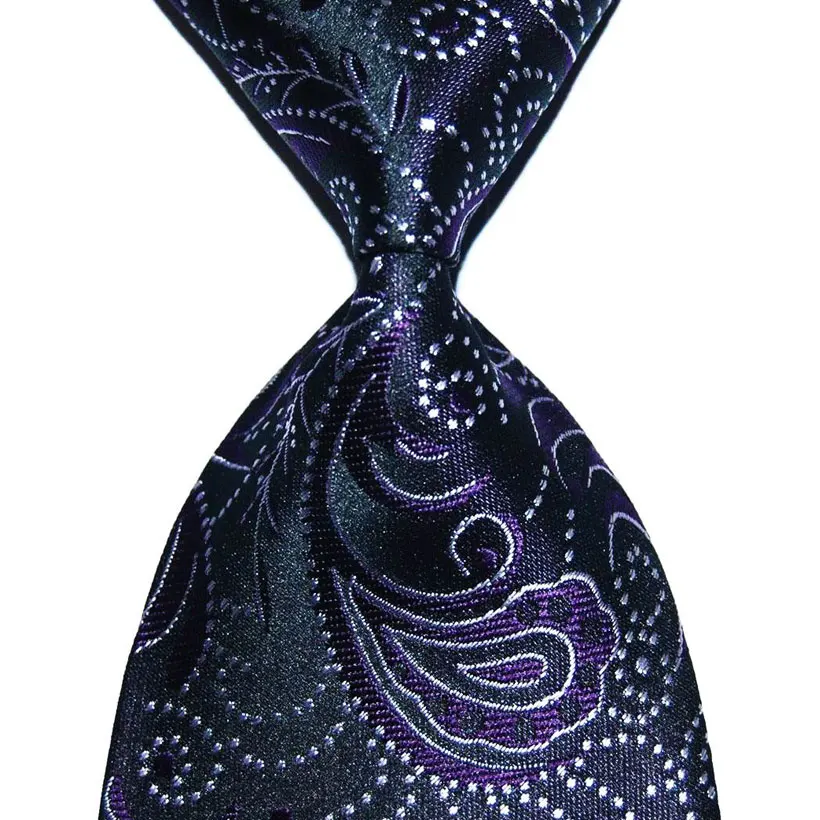 Dark Purple Шелковый Галстук Пейсли подарок для мужчин галстук 10 см ширина модный розовый жаккардовый тканый официальная одежда деловой костюм Свадебная вечеринка Рождество - Цвет: Dark Purple